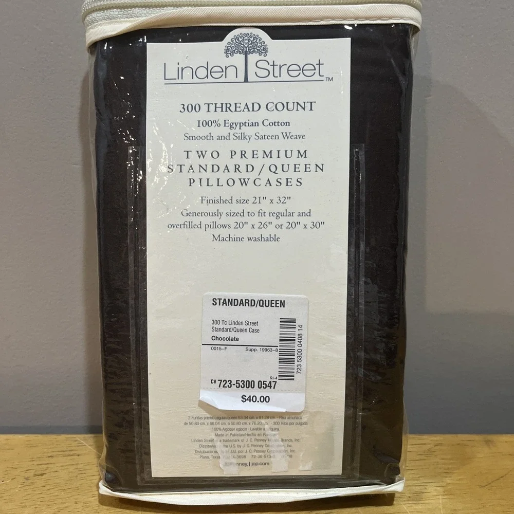 Linden Street Chocolate Brown 100% Egyptian Cotton 2 Standard Pillowcases‎ New